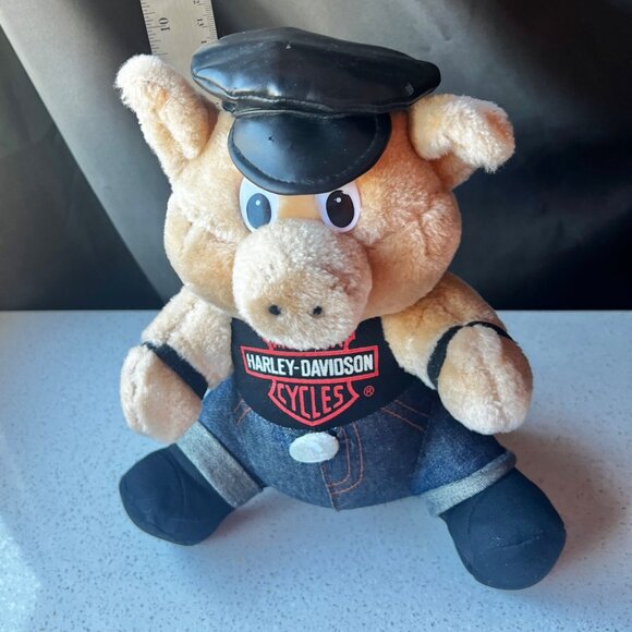Harley-Davidson Plush Hog Pig Toy Wearing Leather Cap - Picture 12 of 12